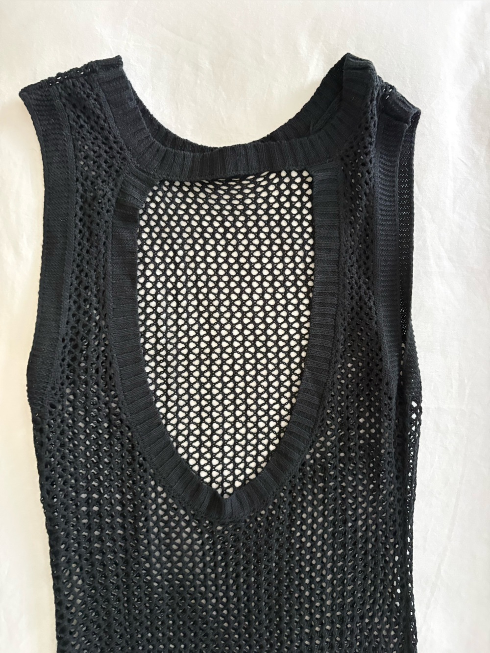 Black Open-Weave Knit Tank Top